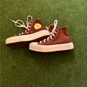 Custom brown platform converse
